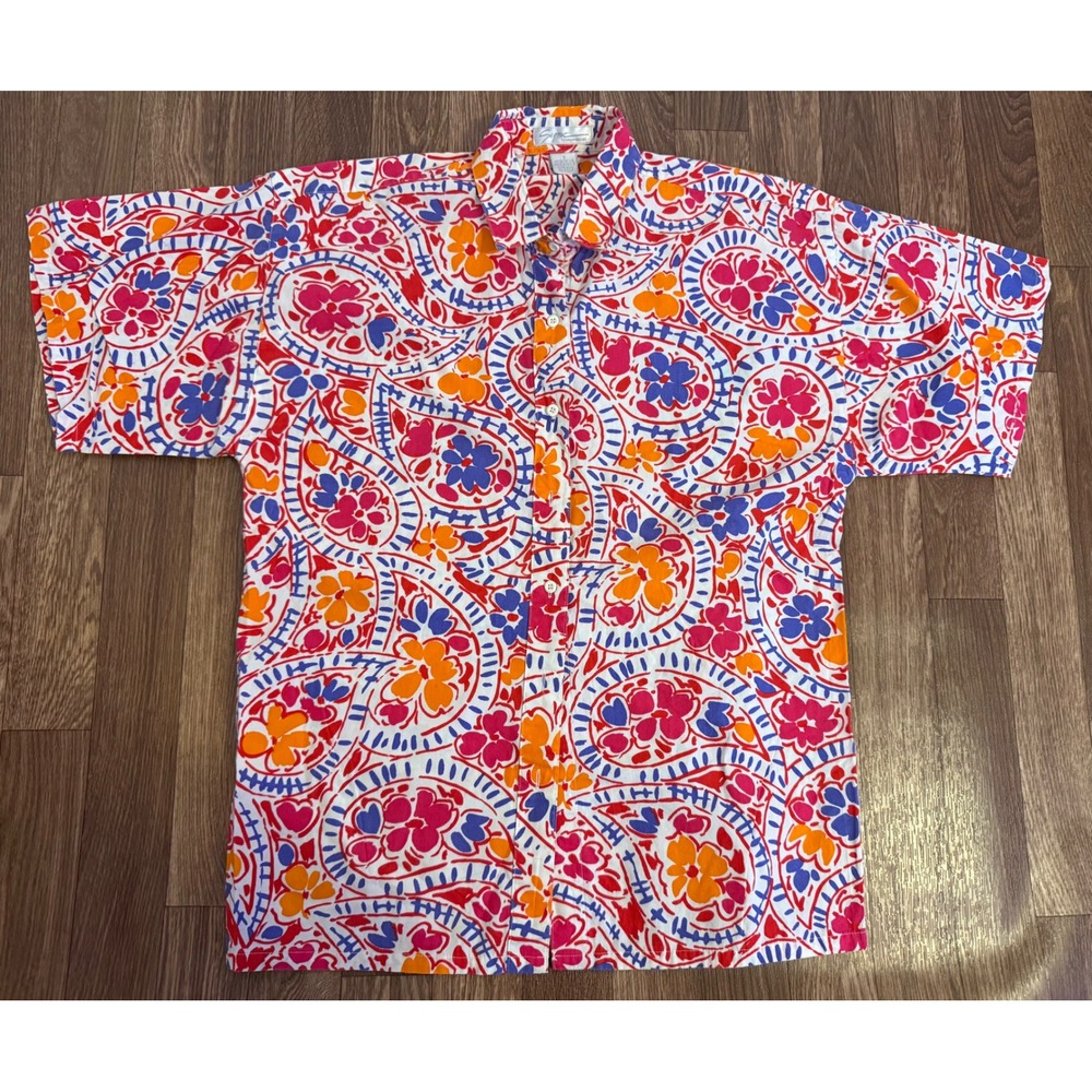 Sync by Unionbay Aloha Hawaiian Button Up Shirt Size‎ S Paisley Floral Print